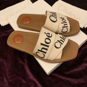 Authentic Chloe Woody Flat Sandals preowned Sz 38